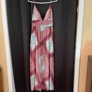 Full-Length, Backless Summer Dress with Tie on the Back Size L